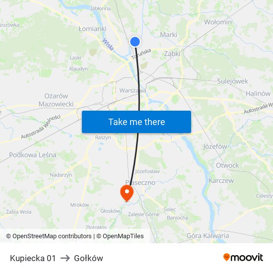 Kupiecka to Gołków map