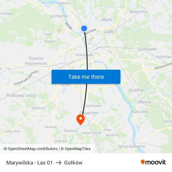 Marywilska - Las 01 to Gołków map