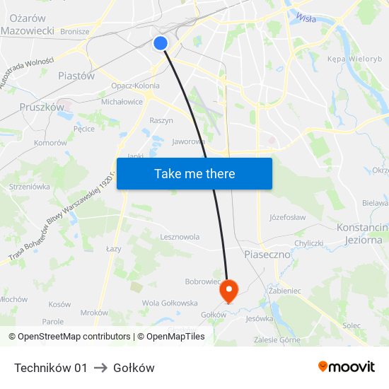 Techników to Gołków map