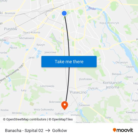 Banacha - Szpital 02 to Gołków map