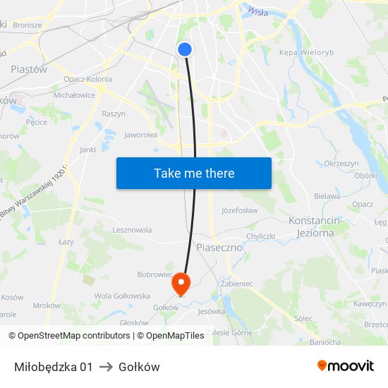 Miłobędzka to Gołków map