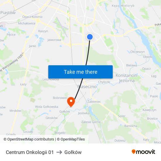 Centrum Onkologii to Gołków map