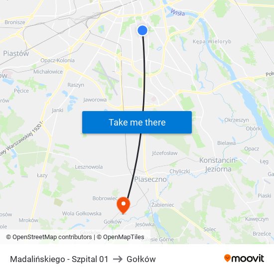 Madalińskiego - Szpital 01 to Gołków map