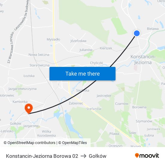 Konstancin-Jeziorna Borowa 02 to Gołków map