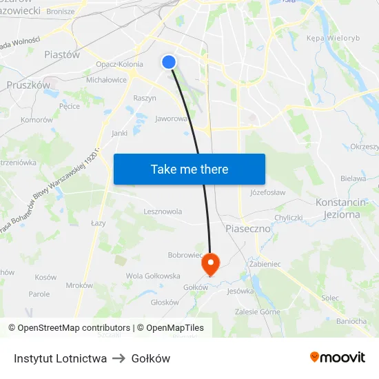Instytut Lotnictwa to Gołków map