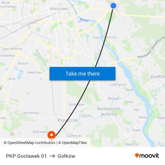 PKP Gocławek to Gołków map