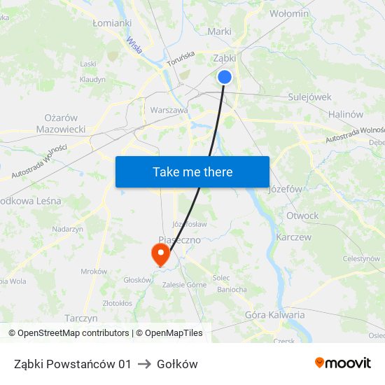 Ząbki Powstańców 01 to Gołków map