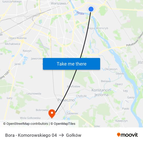 Bora - Komorowskiego 04 to Gołków map