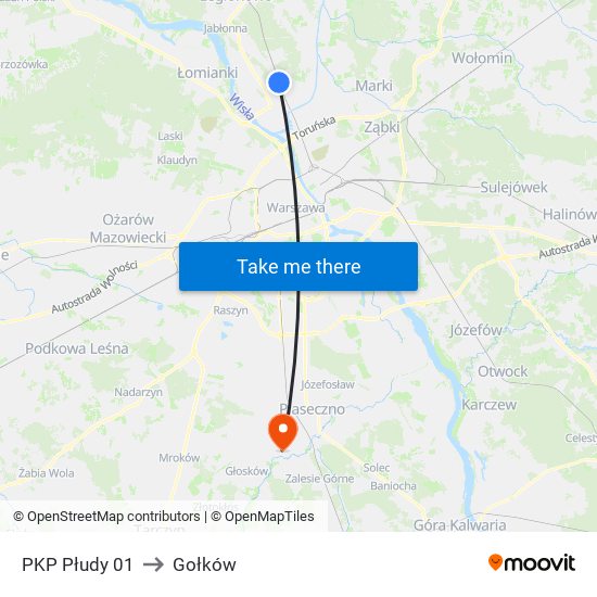 PKP Płudy to Gołków map