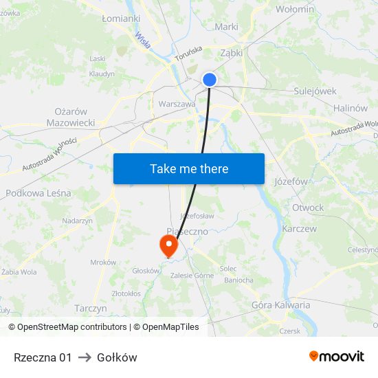 Rzeczna to Gołków map