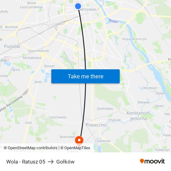 Wola-Ratusz to Gołków map