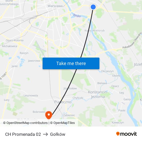 CH Promenada to Gołków map