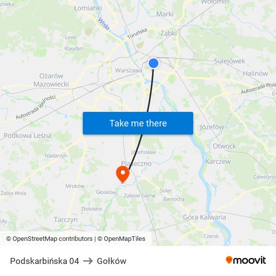 Podskarbińska to Gołków map