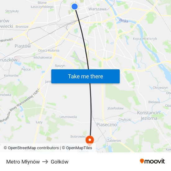 Metro Młynów to Gołków map