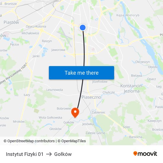 Instytut Fizyki to Gołków map