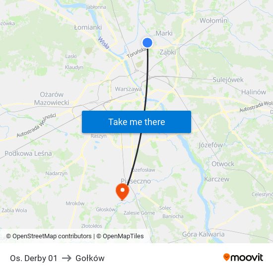 Os. Derby to Gołków map