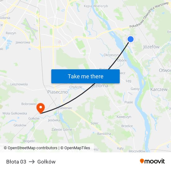 Błota to Gołków map