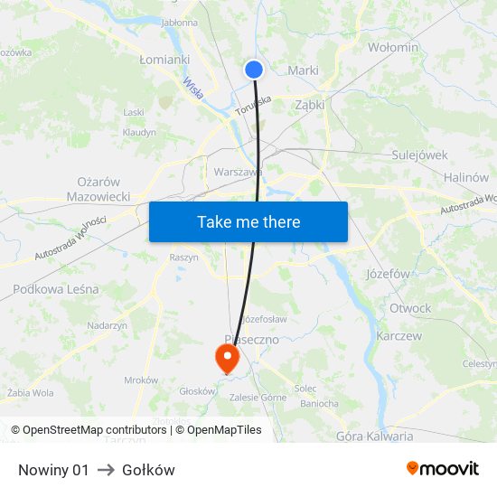 Nowiny 01 to Gołków map