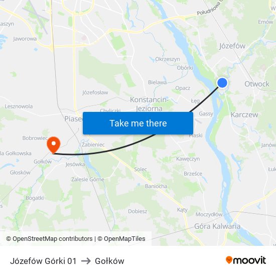 Józefów Górki to Gołków map