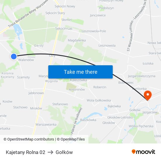 Kajetany Rolna to Gołków map