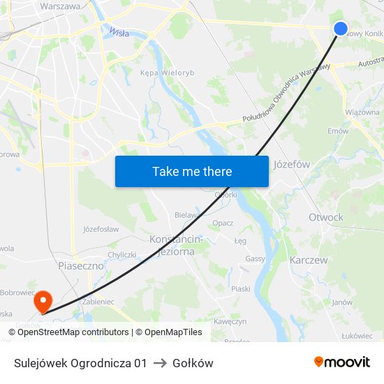 Sulejówek Ogrodnicza 01 to Gołków map