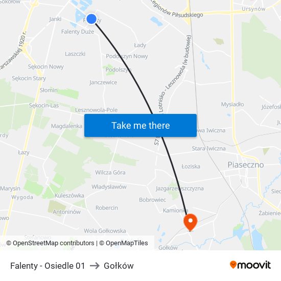 Falenty - Osiedle 01 to Gołków map