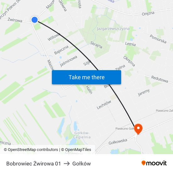 Bobrowiec Żwirowa 01 to Gołków map