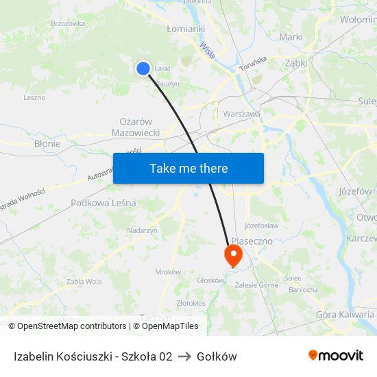 Izabelin Kościuszki - Szkoła 02 to Gołków map