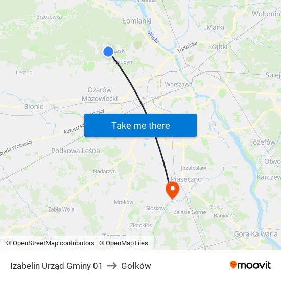 Izabelin Urząd Gminy 01 to Gołków map