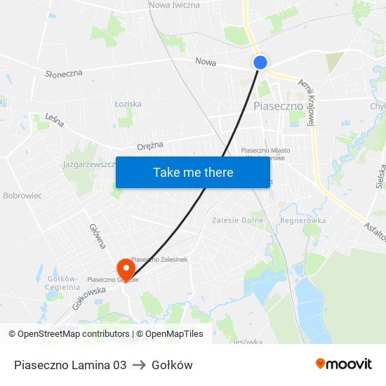 Piaseczno Lamina to Gołków map