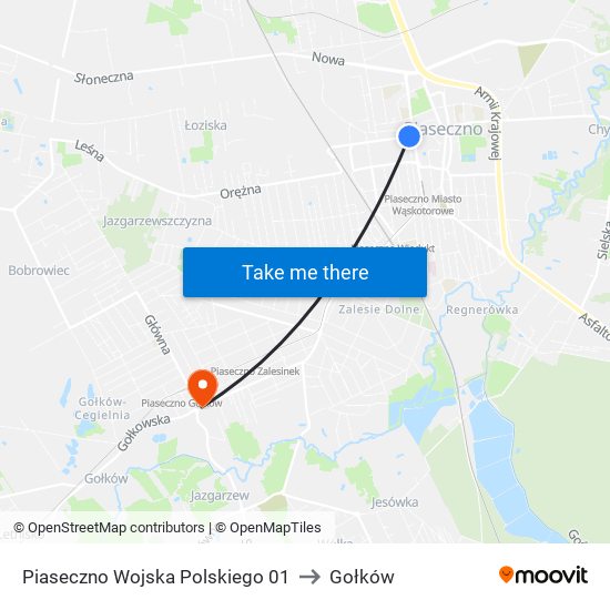 Piaseczno Wojska Polskiego 01 to Gołków map