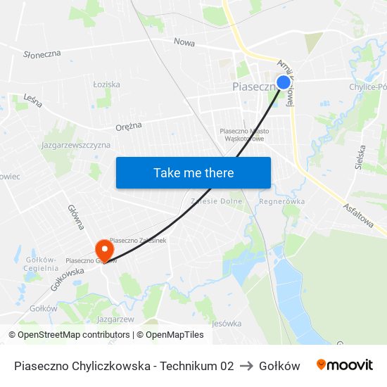 Piaseczno Chyliczkowska-Technikum to Gołków map