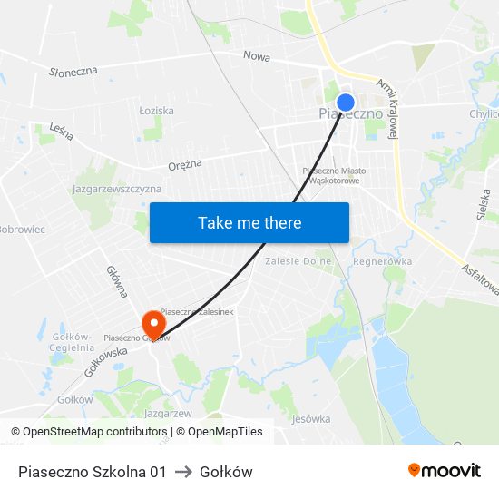 Piaseczno Szkolna 01 to Gołków map