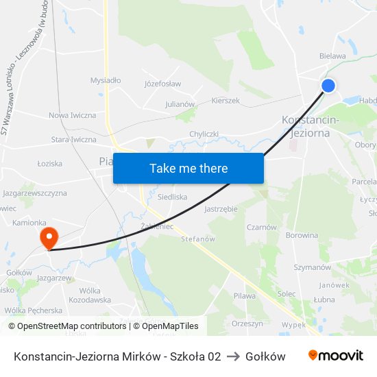 Konstancin-Jeziorna Mirków - Szkoła 02 to Gołków map