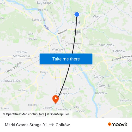 Marki Czarna Struga to Gołków map