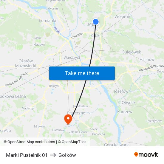 Marki Pustelnik to Gołków map