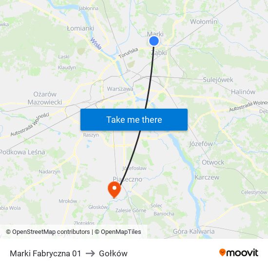 Marki Fabryczna 01 to Gołków map