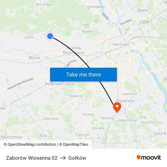 Zaborów Wiosenna to Gołków map