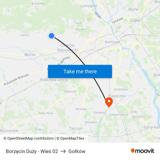 Borzęcin Duży-Wieś to Gołków map