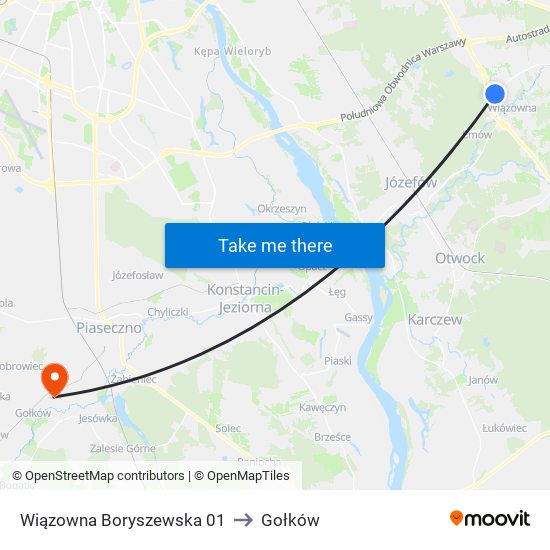 Wiązowna Boryszewska to Gołków map