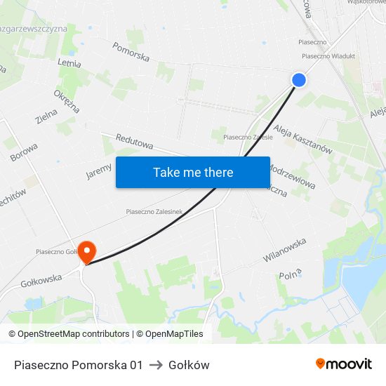 Piaseczno Pomorska 01 to Gołków map