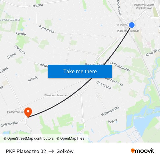 PKP Piaseczno to Gołków map