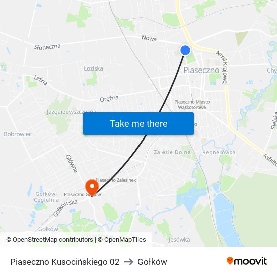 Piaseczno Kusocińskiego 02 to Gołków map