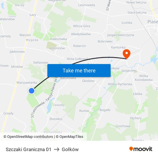 Szczaki Graniczna 01 to Gołków map