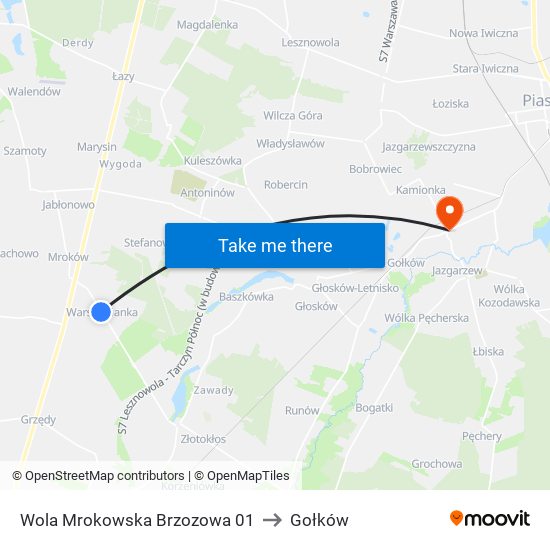 Wola Mrokowska Brzozowa 01 to Gołków map