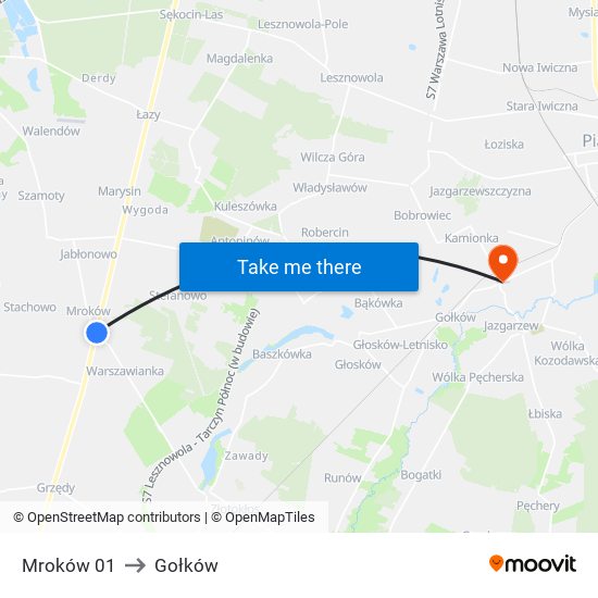 Mroków 01 to Gołków map