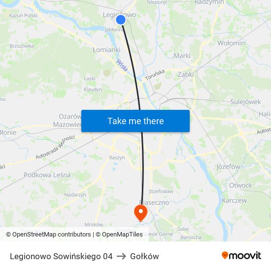 Legionowo Sowińskiego to Gołków map