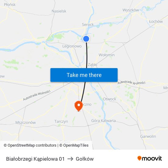 Białobrzegi Kąpielowa 01 to Gołków map