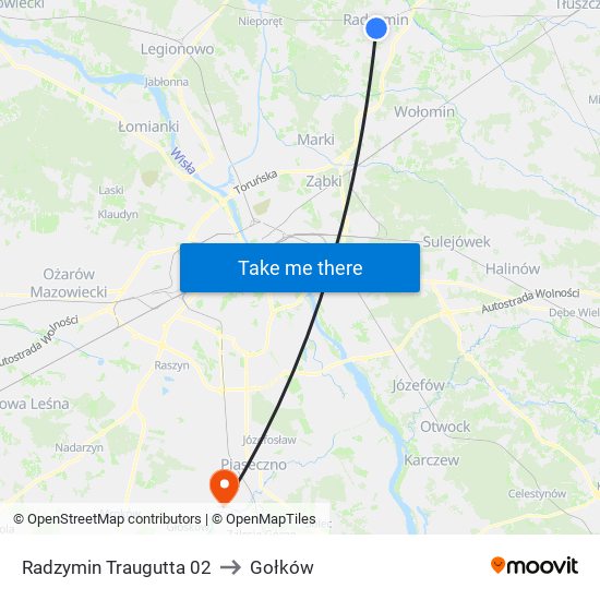 Radzymin Traugutta to Gołków map