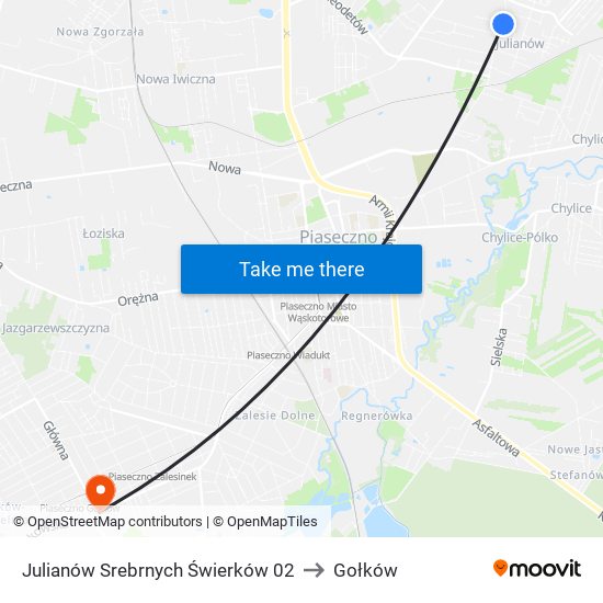 Julianów Srebrnych Świerków 02 to Gołków map